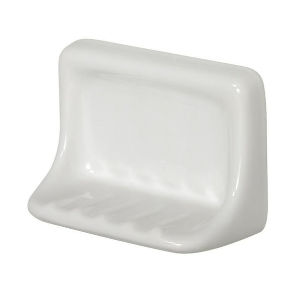 Ceramic Soap Dish Tray Saver Holder Bathroom Kitchen Glazed Sink Stand Grey